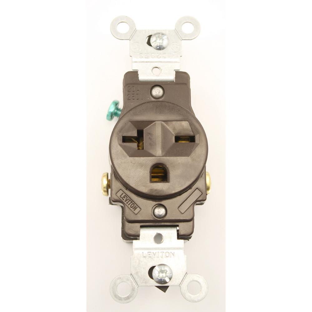 Leviton 20 Amp 250-Volt Commercial Grade Single Outlet, Brown-5821 ...