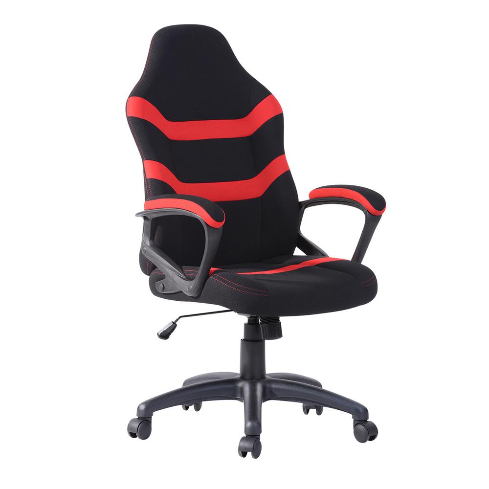 FurnitureR White Office Chair Gaming Racing Armrests Green PU Leather Mesh Plastic Adjustable
