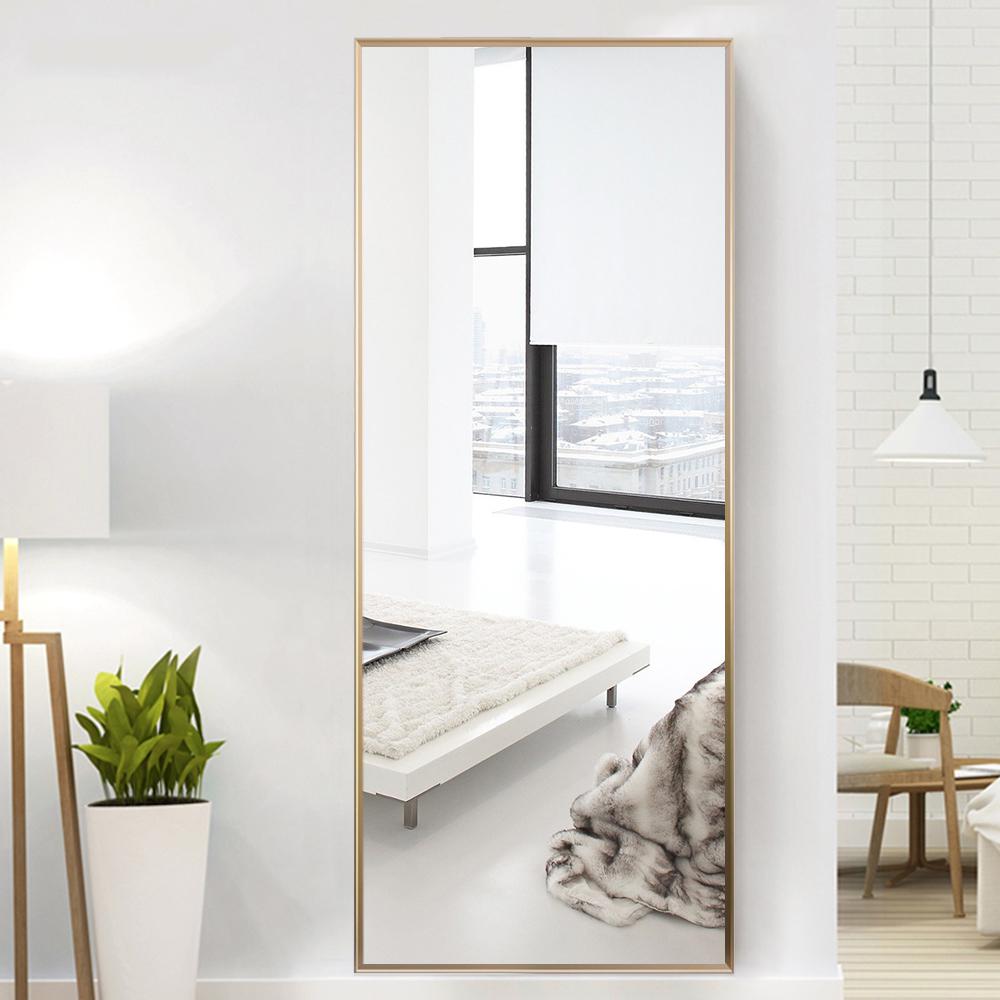Neutype Gold Aluminum Alloy Thin Frame Full Length Floor Mirror
