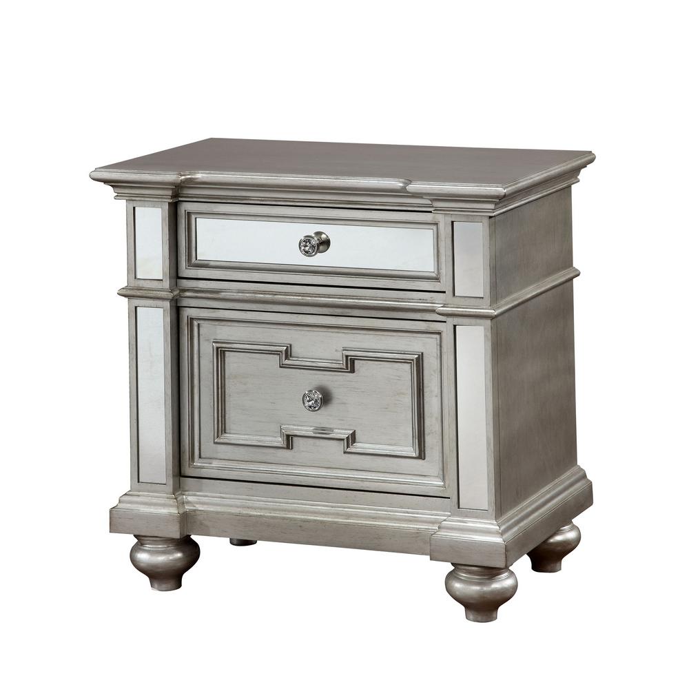 William S Home Furnishing Salamanca Silver Contemporary Style Nightstand Cm7673n The Home Depot