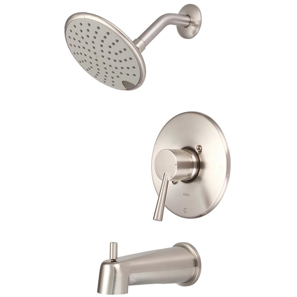 Olympia Faucets i2 1Handle Tub and Shower Trim Kit in Brushed Nickel with Rain Showerhead