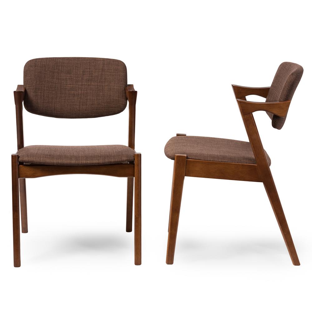 Baxton Studio Elegant Brown Fabric Upholstered Dining Chairs