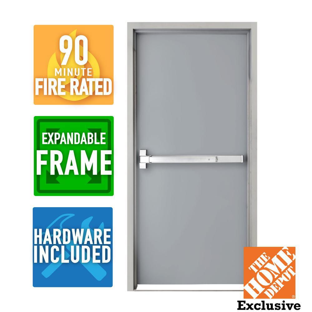 Armor Door 36 in. x 84 in. FireRated Left Hand Unfinished Steel