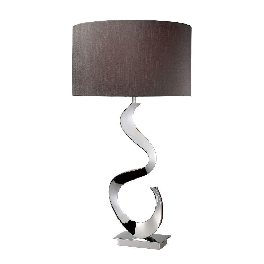 Titan Lighting Morgan 30 In Chrome Table Lamp With Grey Faux Silk Chrome Table Lamp With Grey Faux Silk Shade