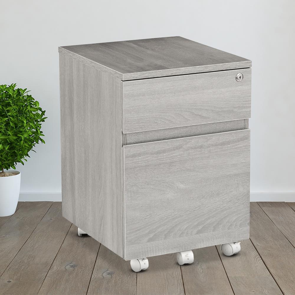 Techni Mobili Grey Rolling 2 Drawer Vertical Filing Cabinet With