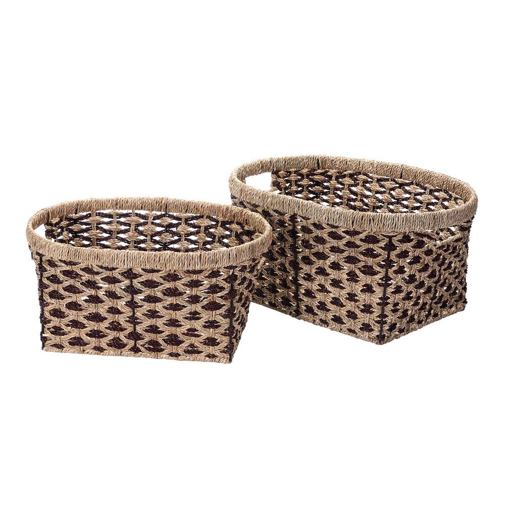 Natural//Tan mDesign Woven Seagrass Nesting Kitchen Storage Basket Bins 4 Pack