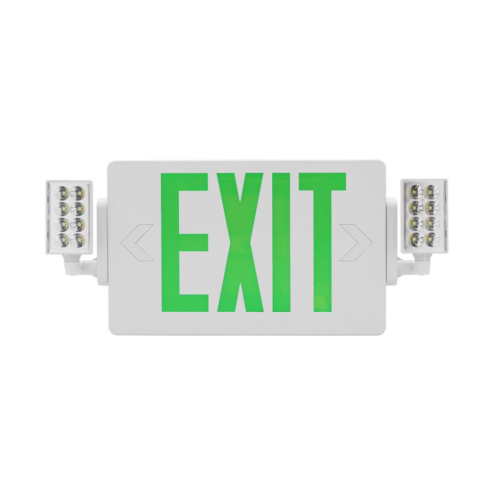 NICOR ECL2 Series Slim LED Emergency Exit Sign Combo, Green Lettering ...