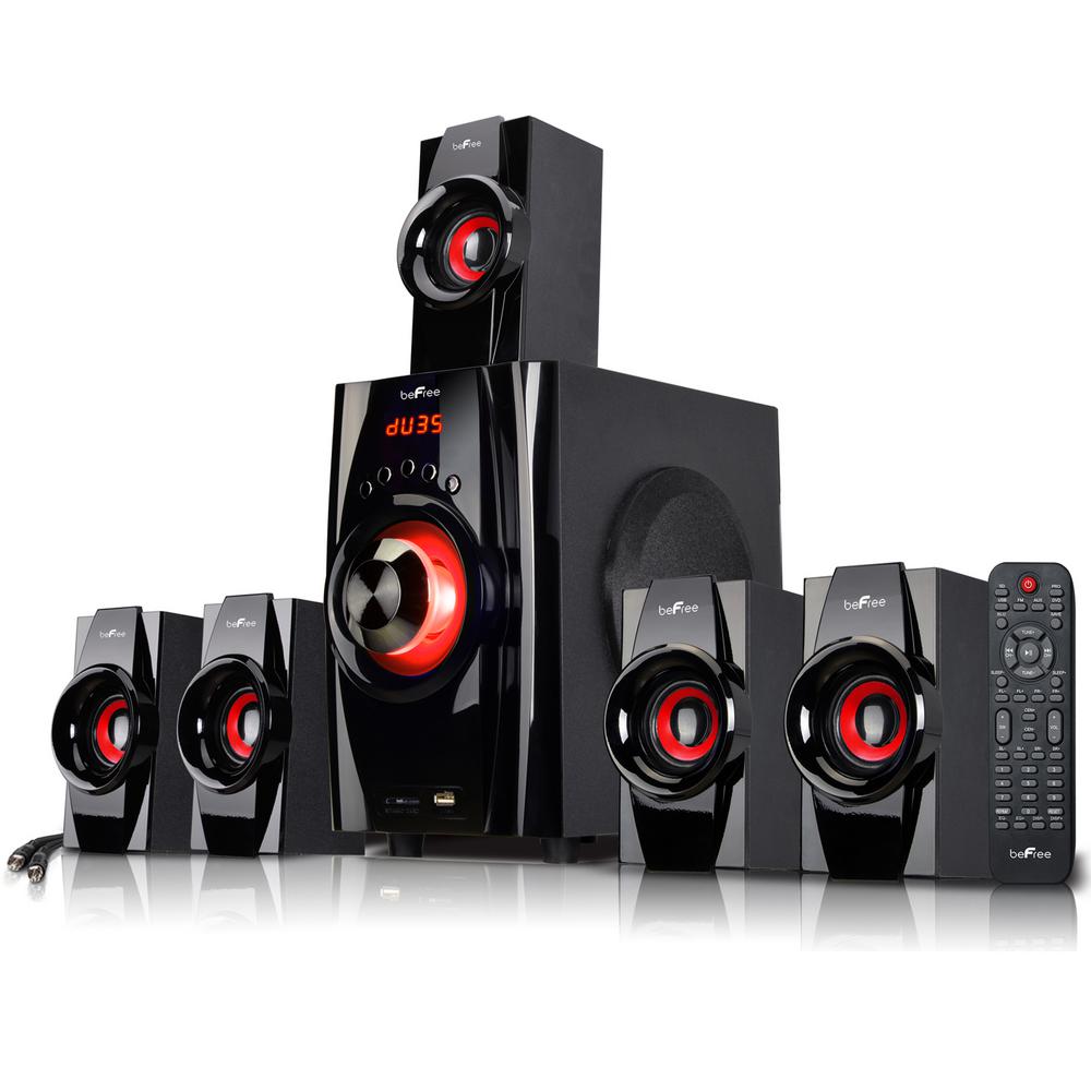 beFree Sound 5.1 Channel Surround Sound Bluetooth Speaker System in Black