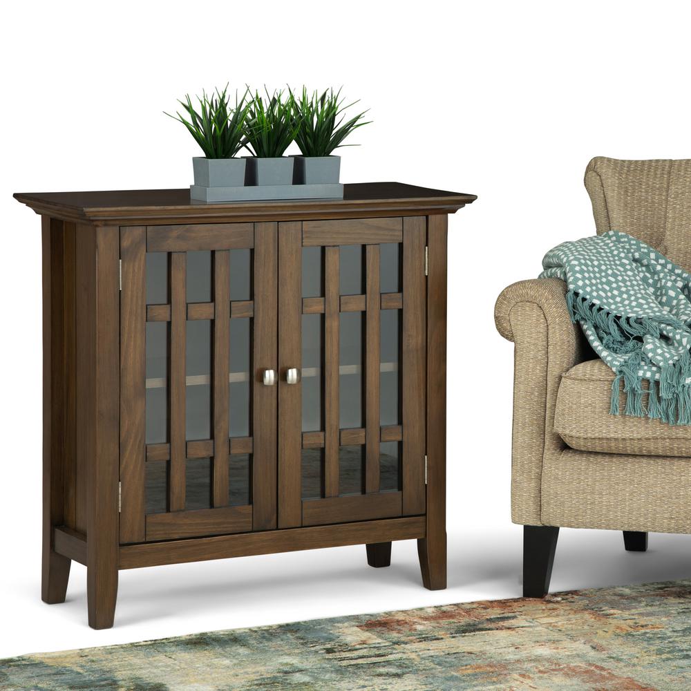 Simpli Home 32 In Bedford Rustic Natural Aged Brown Solid Wood