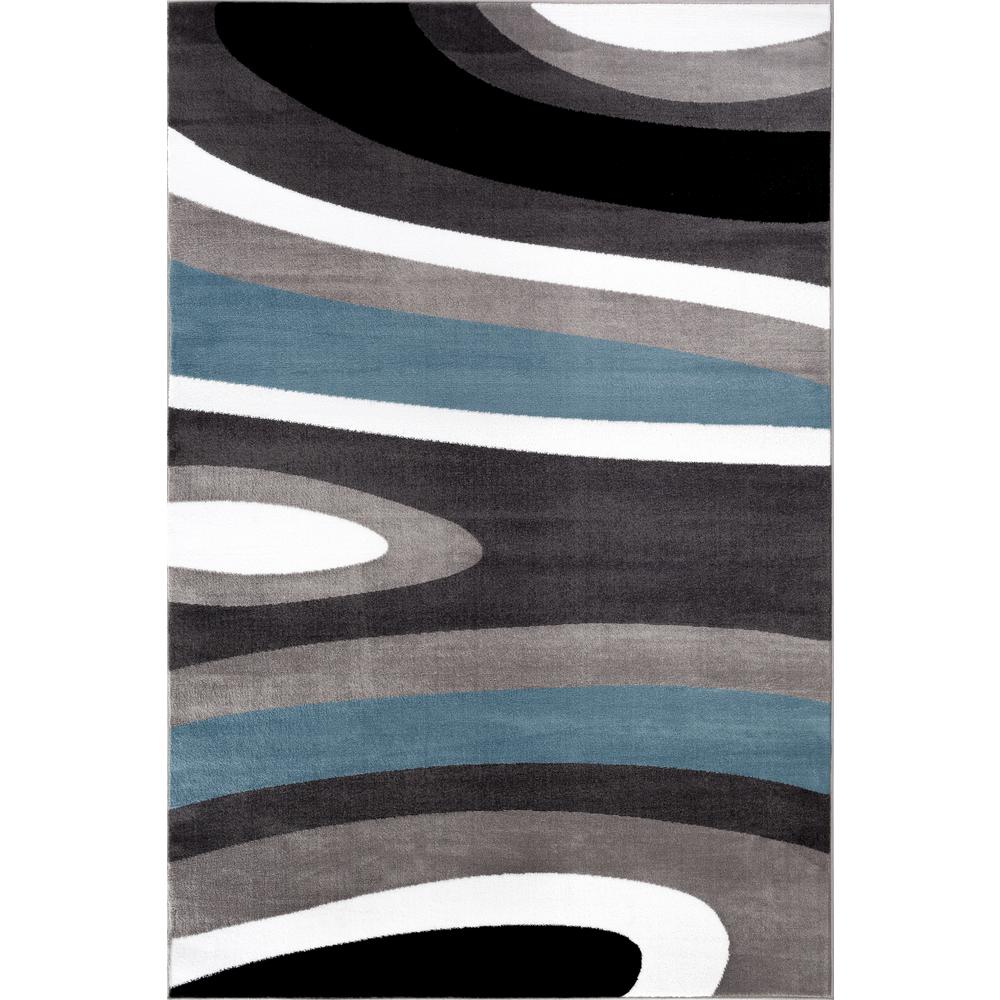 World Rug Gallery Contemporary Abstract Blue 7 Ft 10 In X 10 Ft Indoor Area Rug 110blue8x10 The Home Depot