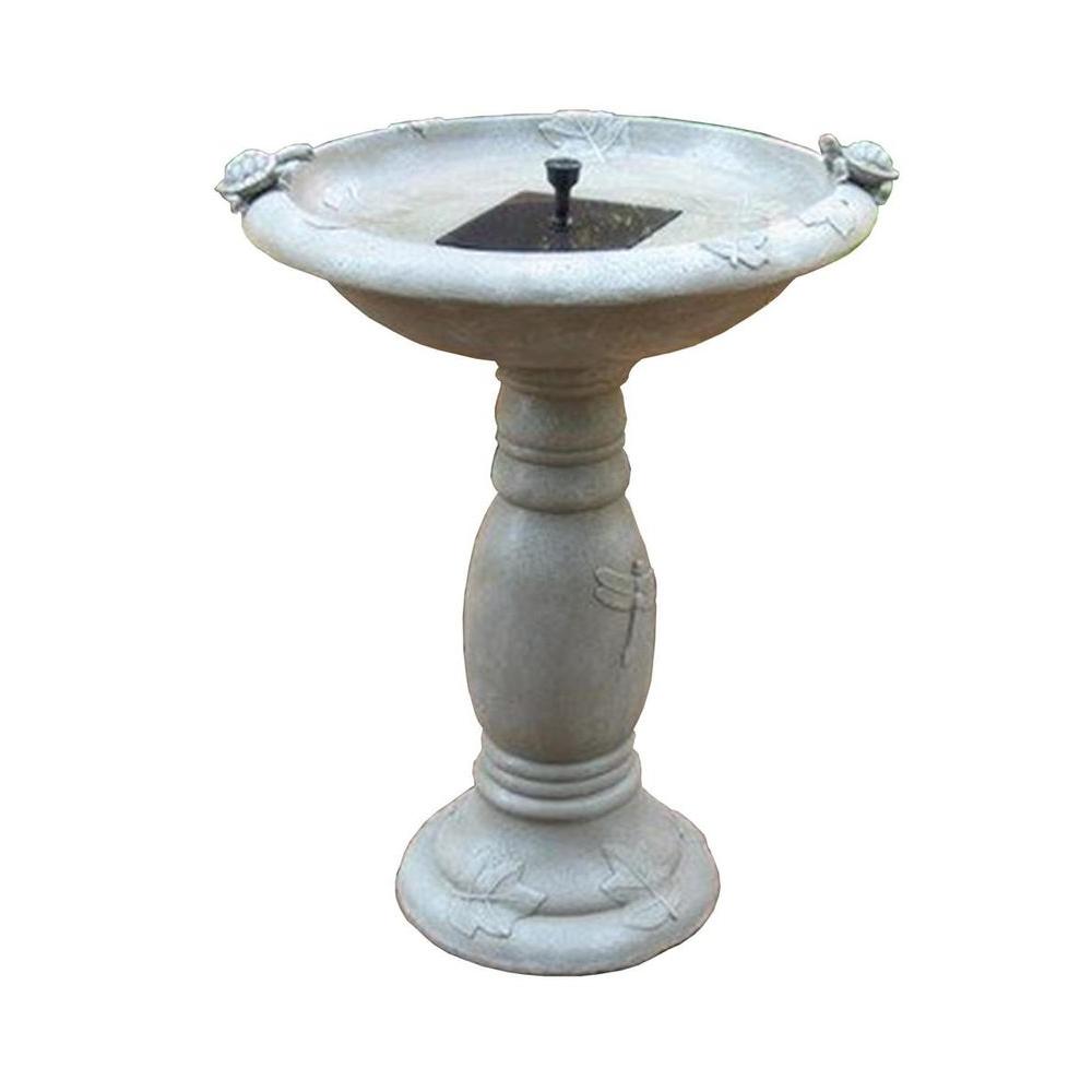 BS Rustic Solar Outdoor Bird Bath On Demand Stone 2 Tier Patio Rock Fountain Pedestal Birdbath Bowl Garden Decor Backyard Lawn Resin Stone Fountain Pump/& eBook by BADA Shop