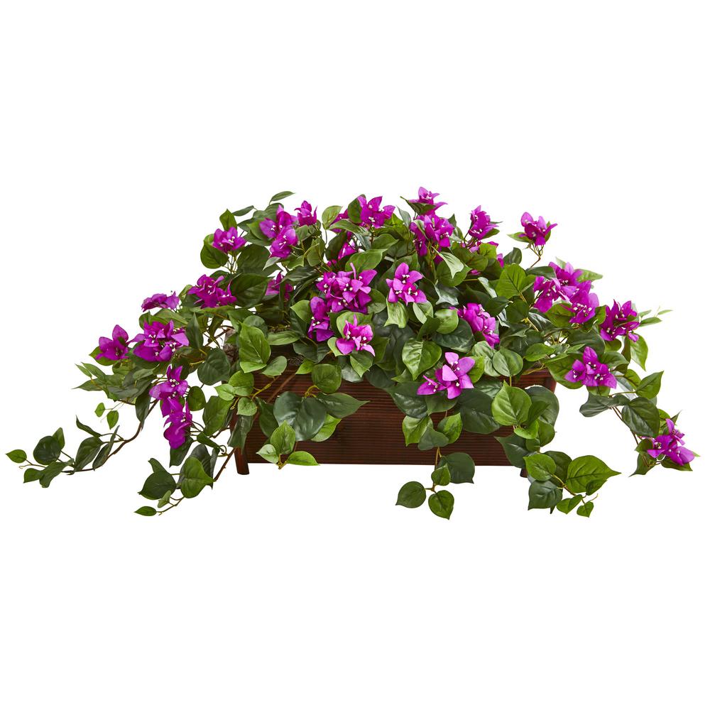 Nearly Natural Bougainvillea Artificial Plant In White Tower Planter 6374 The Home Depot 4718