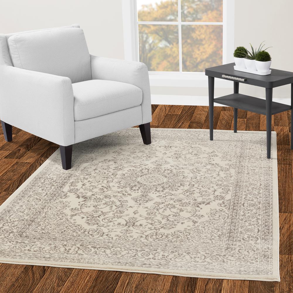 Diagona Designs Jasmin Collection Oriental Medallion Design Ivory And Gray 8 Ft X 10 Area Rug - 8 X 10 Gray Area Rug Diagona Designs Jasmin Collection Oriental Medallion Design Ivory And Gray 8 Ft X 10 Area Rug - 8 X 10 Gray Area Rug