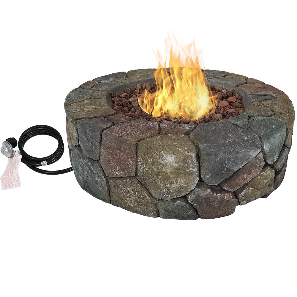 Sunnydaze Decor 30 in. Round Fiberglass Propane Gas Fire