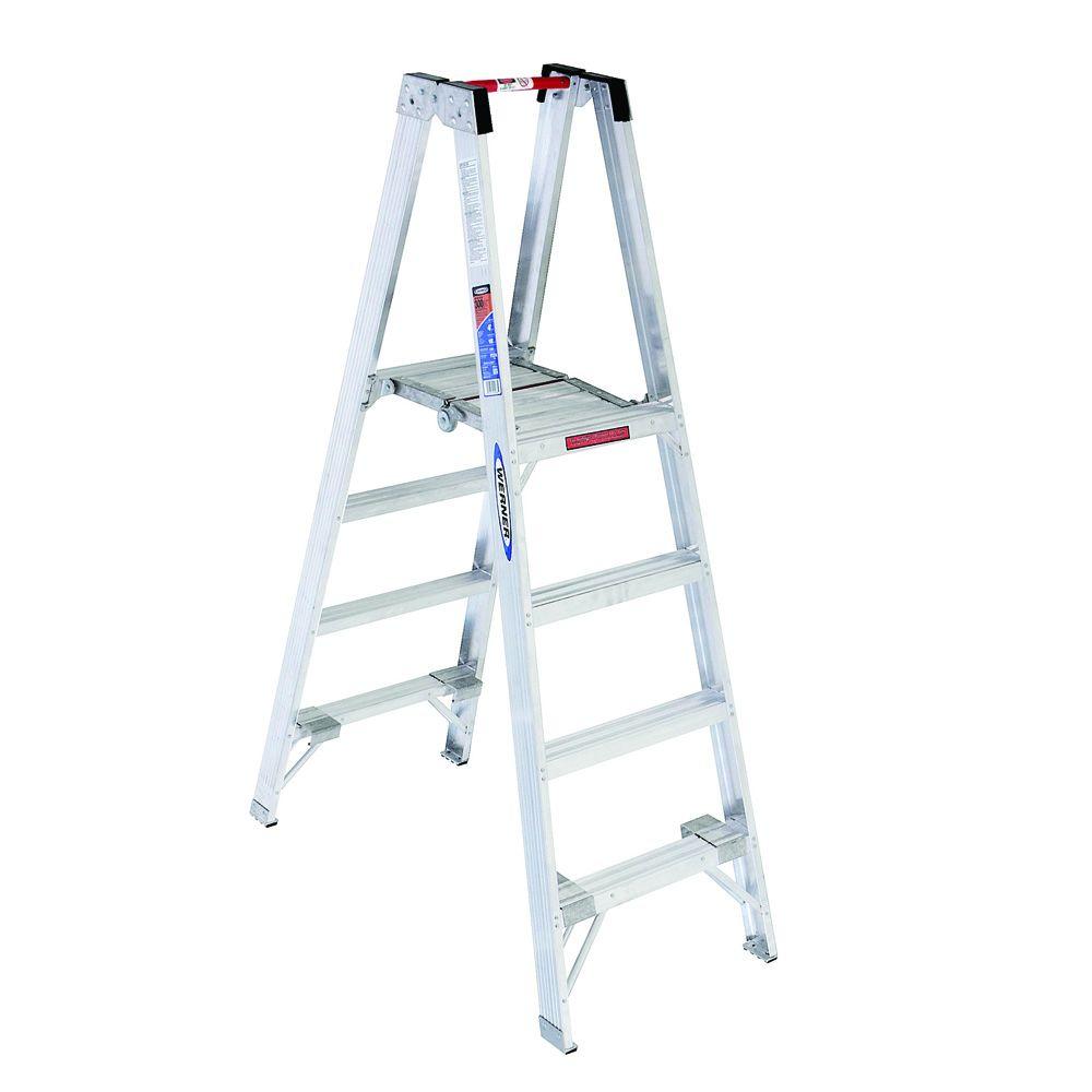 WERNER 10 ft. Reach Aluminum Platform Twin Step Ladder with 300 lb