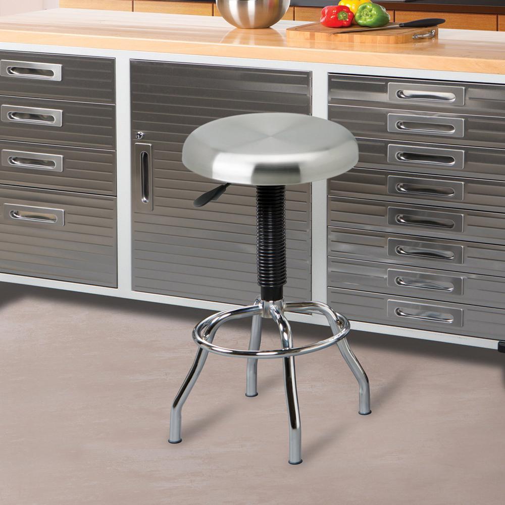 Seville Classics Adjustable Height Brushed Stainless Steel Bar Stool ...