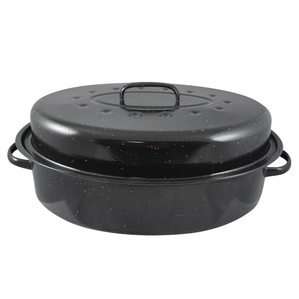 HOME basics Enamel Steel Roasting Pan with Lid-EC00792 - The Home Depot