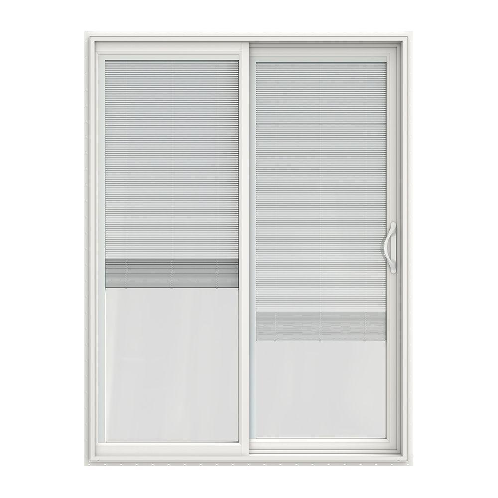 JELDWEN 72 in. x 80 in. V2500 White Vinyl Prehung Right Hand 1 Lite Sliding Patio Door with