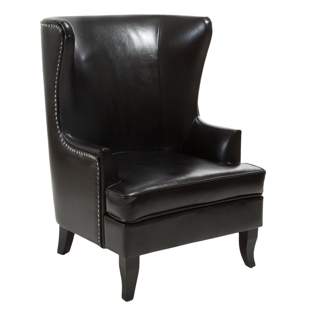 Noble House Canterburry Black Bonded Leather High Back
