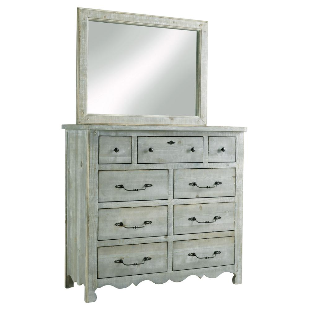 Progressive Furniture Chatsworth 9 Drawer Mint Dresser With Mirror