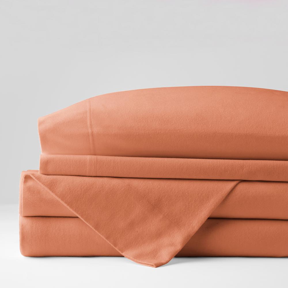 The Company Store Solid Flannel 3Piece Nutmeg Twin Sheet SetEC51T