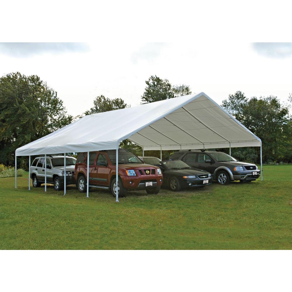 Shelterlogic 30 Ft W X 30 Ft D Ultra Max Industrial Canopy In White With Steel Frame And Best In Class Swedged Pipes 27772 The Home Depot