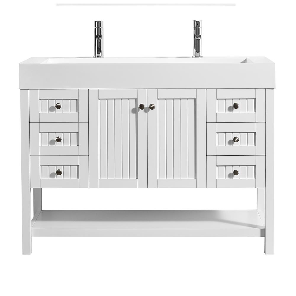 Quartz 48 Inch Vanities Bathroom Bath The Home Depot Pavia 48 In W X 20 D Vanity White With Acrylic
