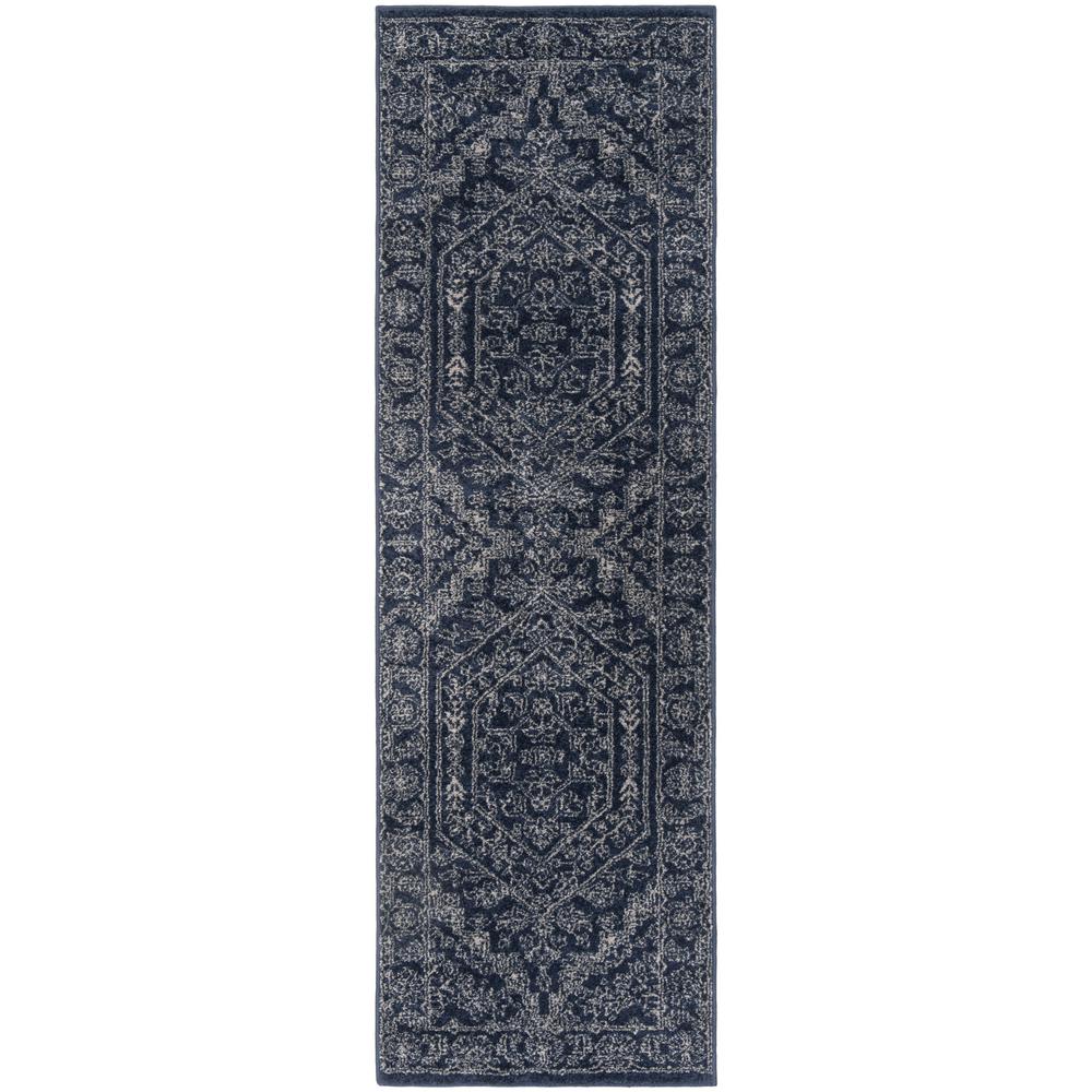 Runner 3 X 14 High Pile Area Rugs The Home Depot Adirondack Navy Ivory 3 Ft X 14 Runner