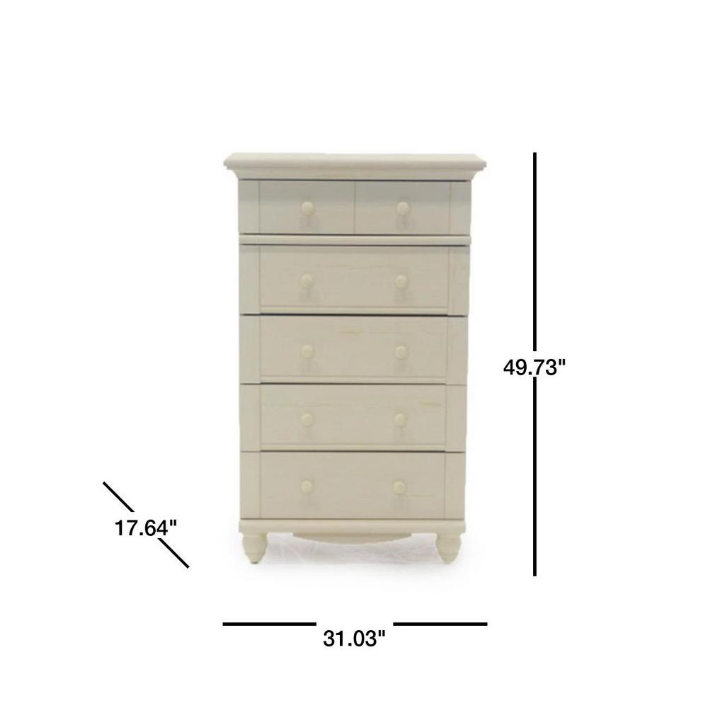Harbor View 5 Drawer Antiqued White Chest 158015 The Home Depot
