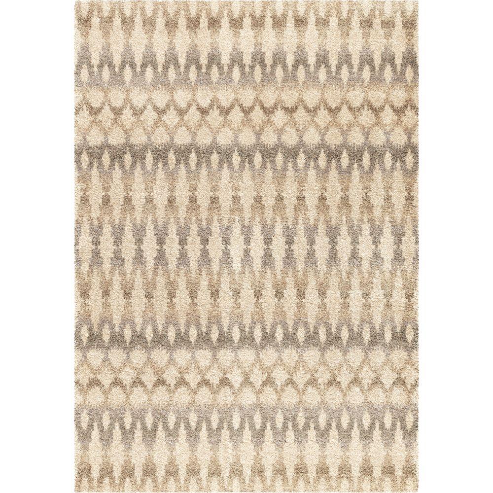 Orian Rugs Vibrant Ikat Ivory Shag 5 ft. 3 in. x 7 ft. 6 in. Indoor ...