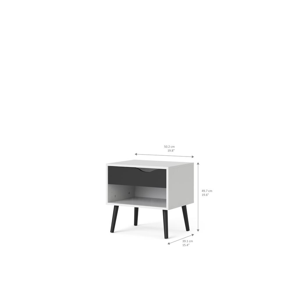 Tvilum Diana 1 Drawer White Black Matte Nightstand 7539449gm The Home Depot