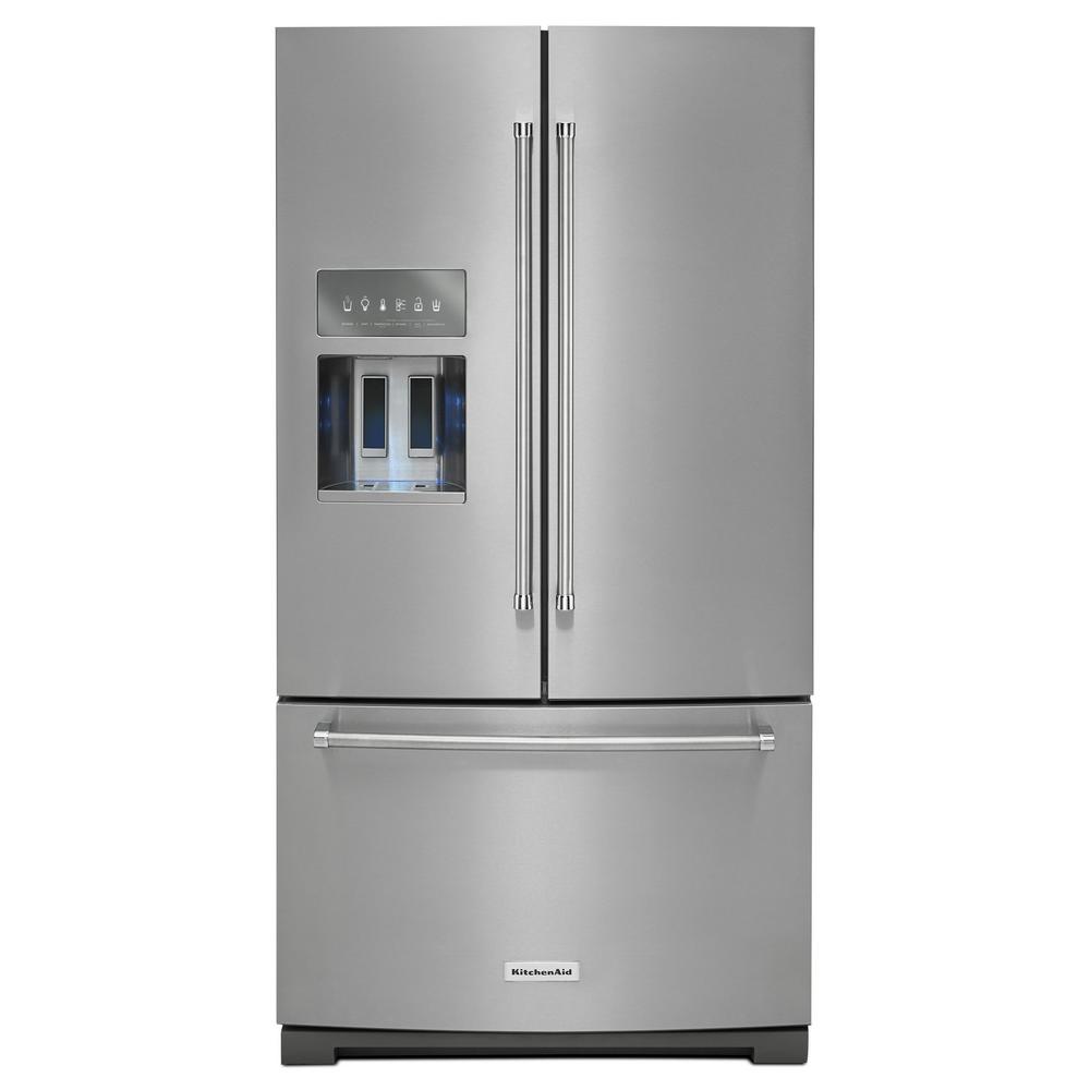 KitchenAid 36 in. W 26.8 cu. ft. French Door Refrigerator with Platinum