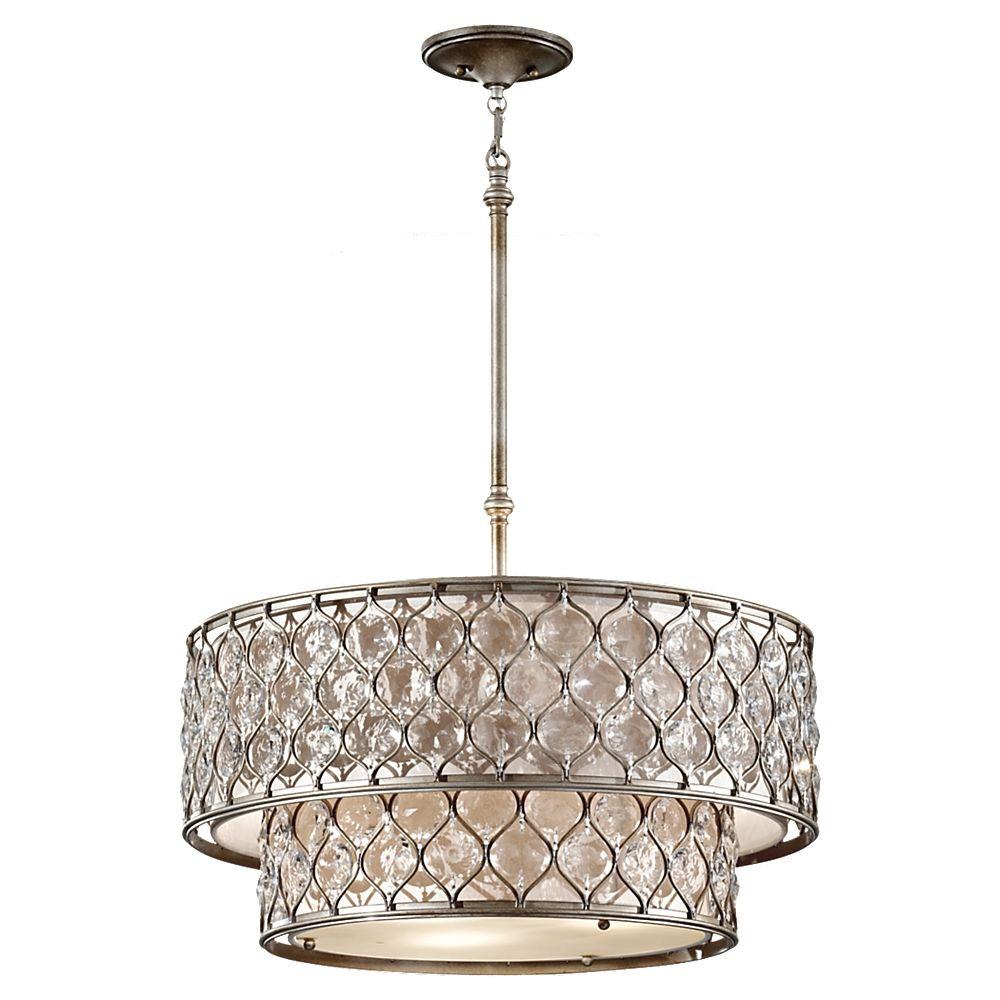 Stainless Steel Pendant Lights Lighting The Home Depot Lucia 6 Light Burnished Silver Large Pendant