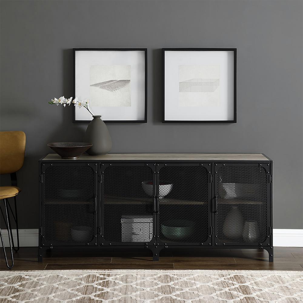 Tv Console Doors Metal Stands Living Room Furniture The Grey Wash Console With Mesh