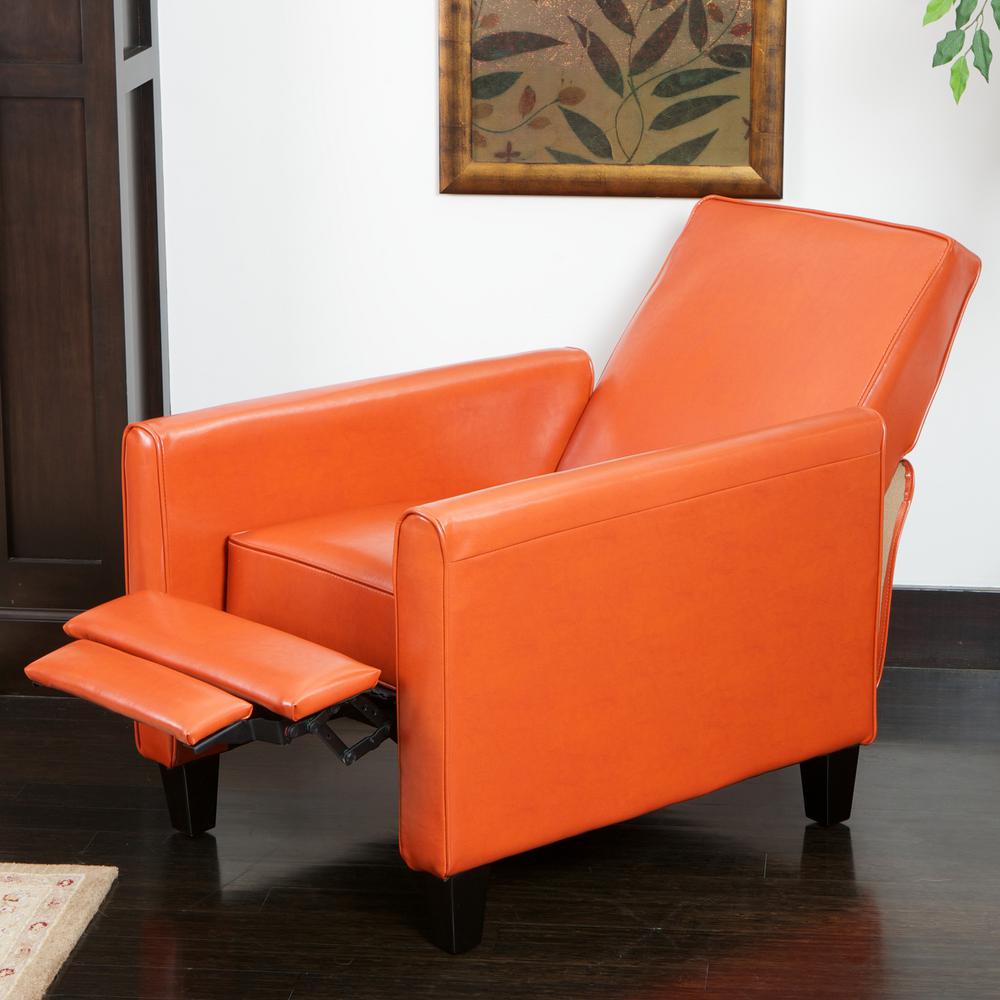 burnt orange leather recliner