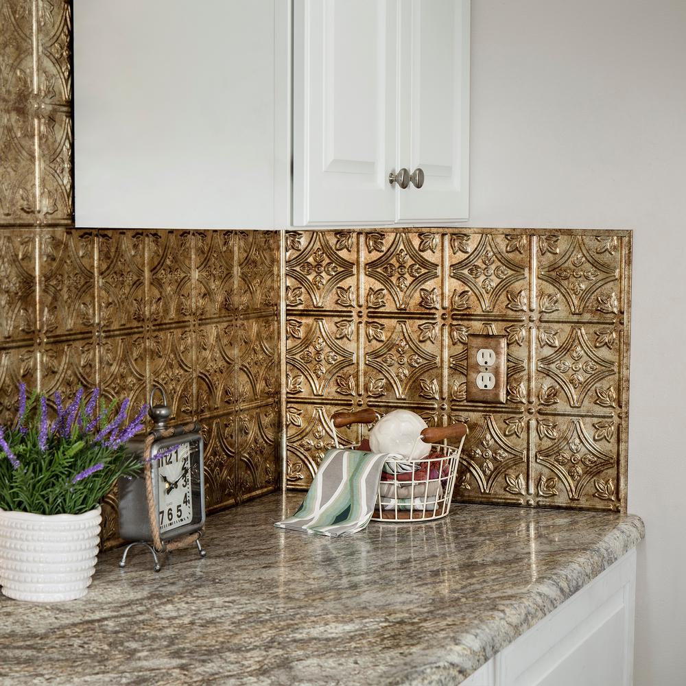 Fasade 18 25 In X 24 25 In Bermuda Bronze Traditional Style 1 Pvc Decorative Backsplash Panel B50 17 The Home Depot
