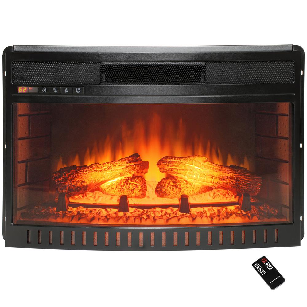Convert an existing fireplace with AKDY Freestanding Electric Fireplace Insert Heater in Black with Curved Tempered Glass and Remote Control.
