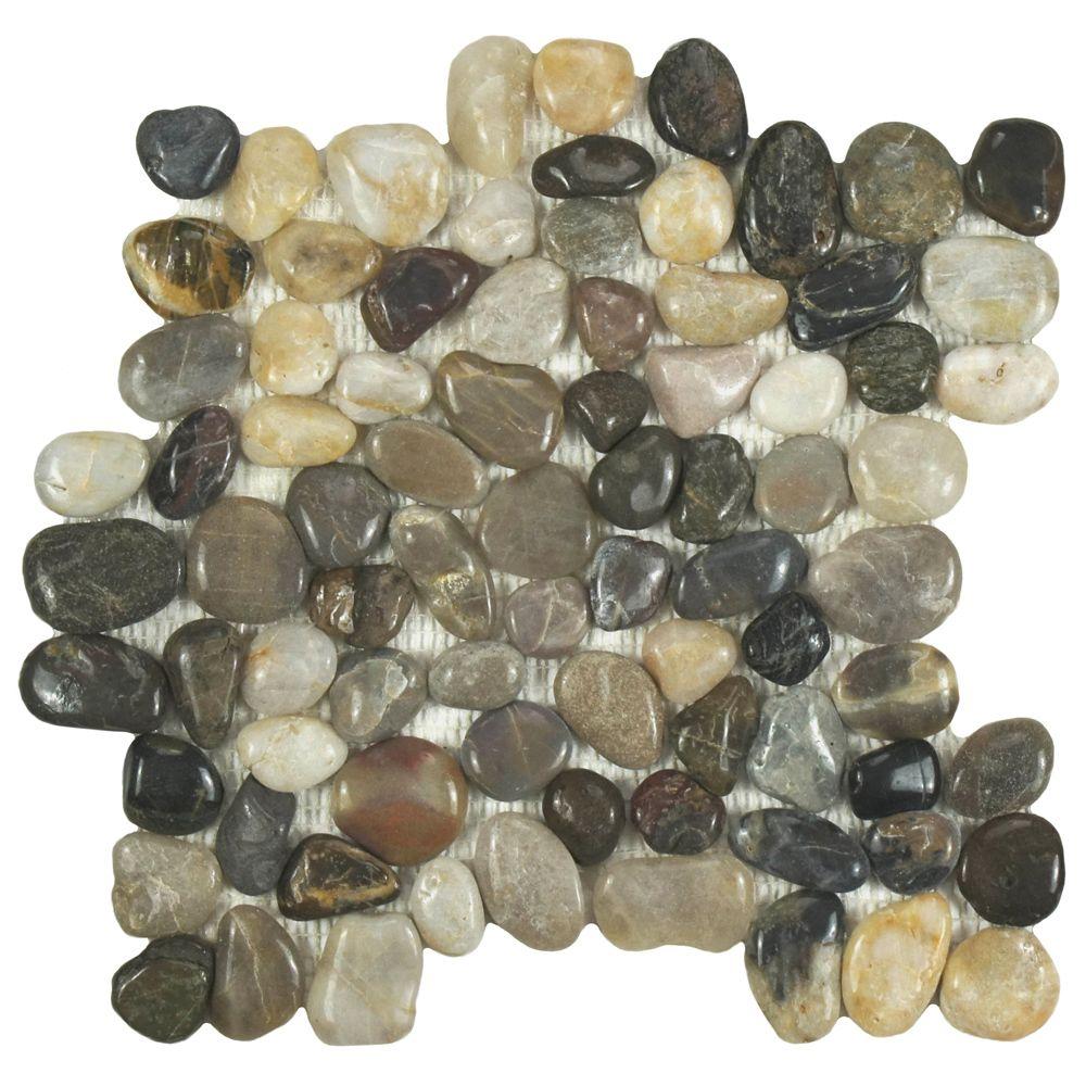 Merola Tile Riverstone Polished Multi 113/4 in. x 113/4 in. x 12 mm