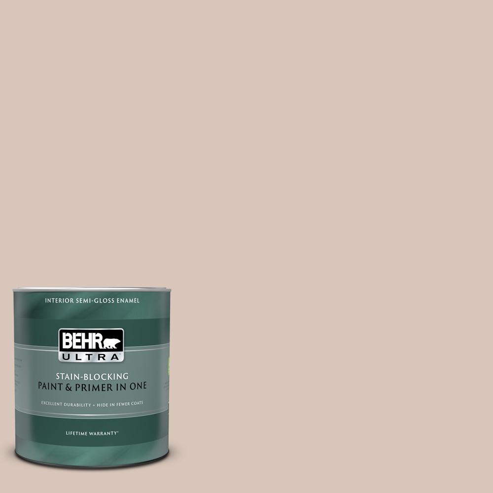 BEHR ULTRA 1 qt. MQ338 Suede Beige SemiGloss Enamel Interior Paint