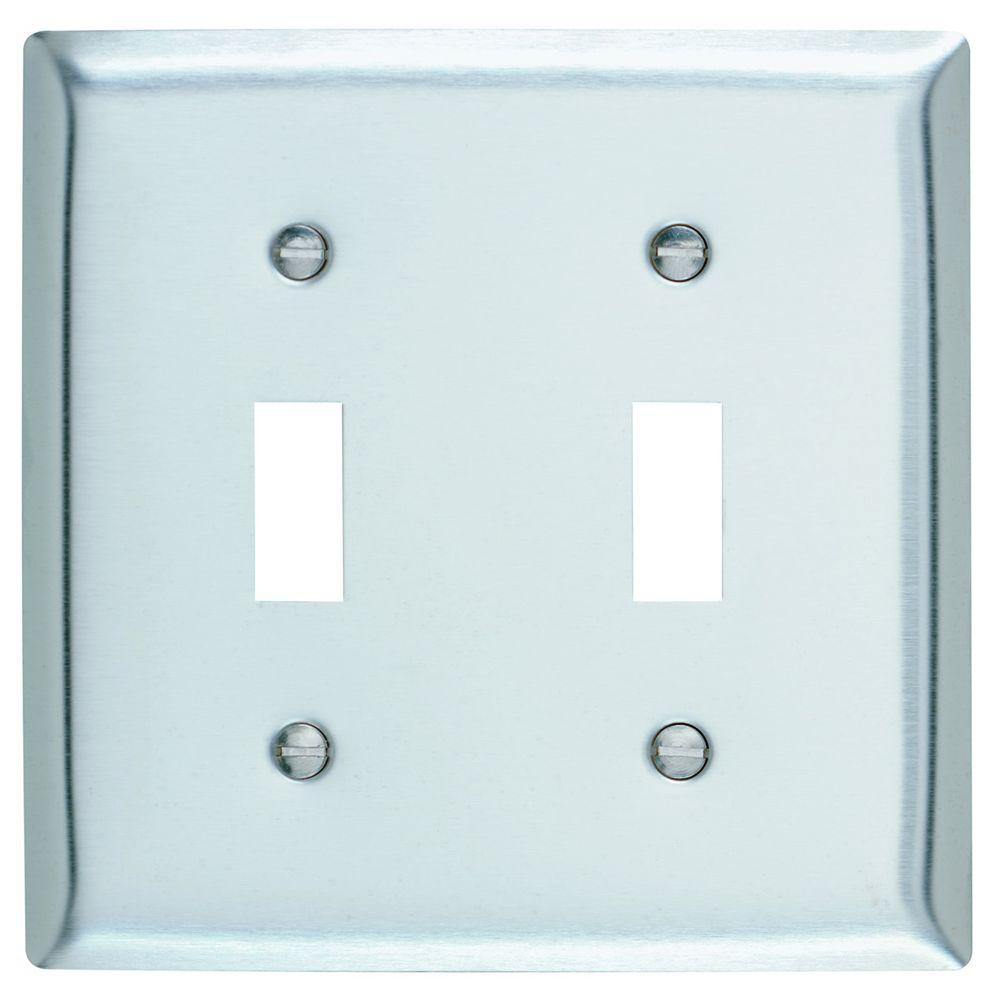 Legrand Pass & Seymour 2 Gang Toggle Wall Plate Stainless Steel