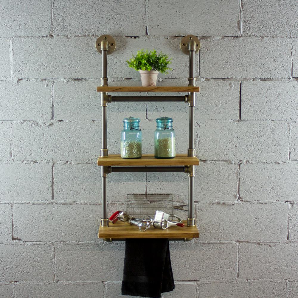 Os Home And Office Furniture Black Steel Industrial Pipe Three - Black Pipe Wall Shelf Os Home And Office Furniture Black Steel Industrial Pipe Three - Black Pipe Wall Shelf