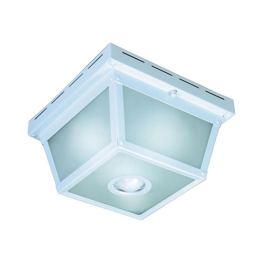 Hampton Bay 360 Square 4 Light White Motion Sensing Outdoor Flush Mount