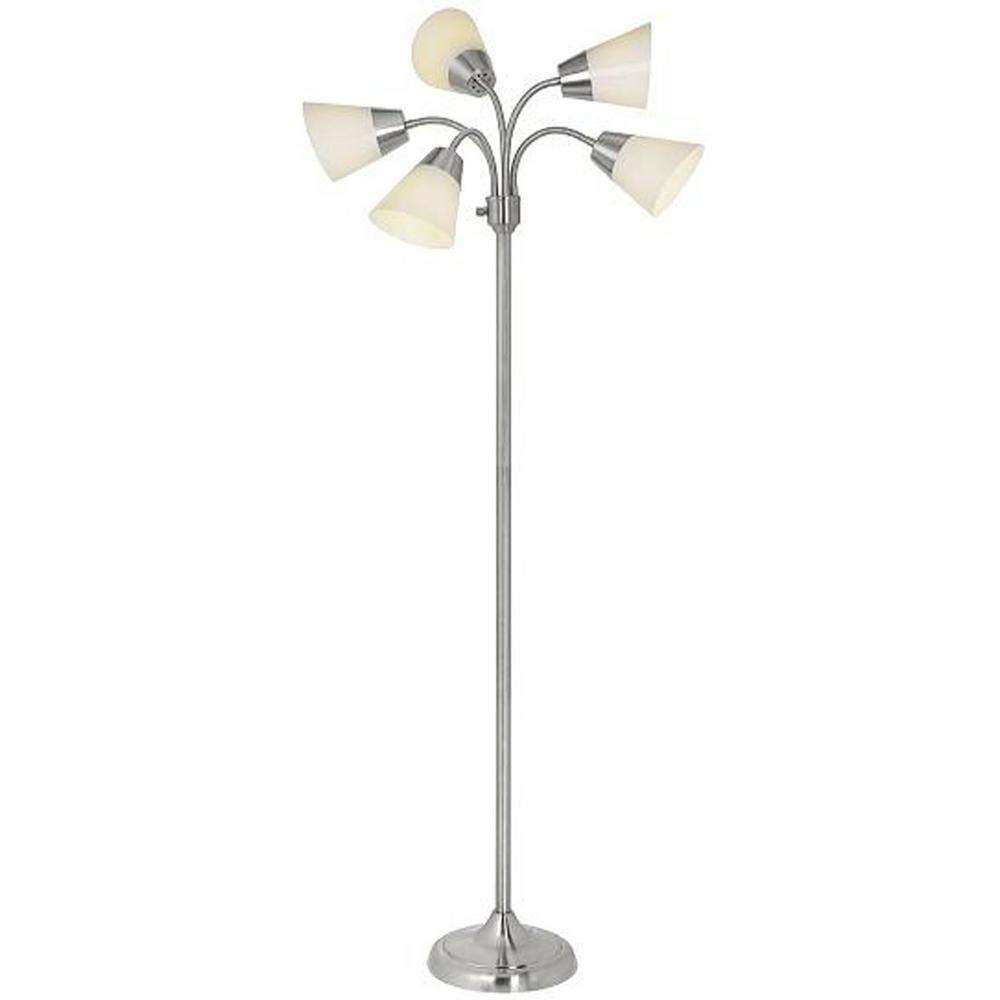 66 In Satin Nickel 5 Arm Floor Lamp