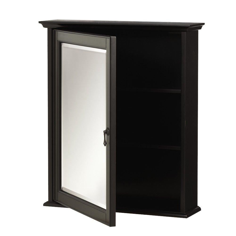 Home Decorators Collection Newport 24 In W X 28 In H Framed Bathroom Medicine Cabinet In Black 9390600210 The Home Depot