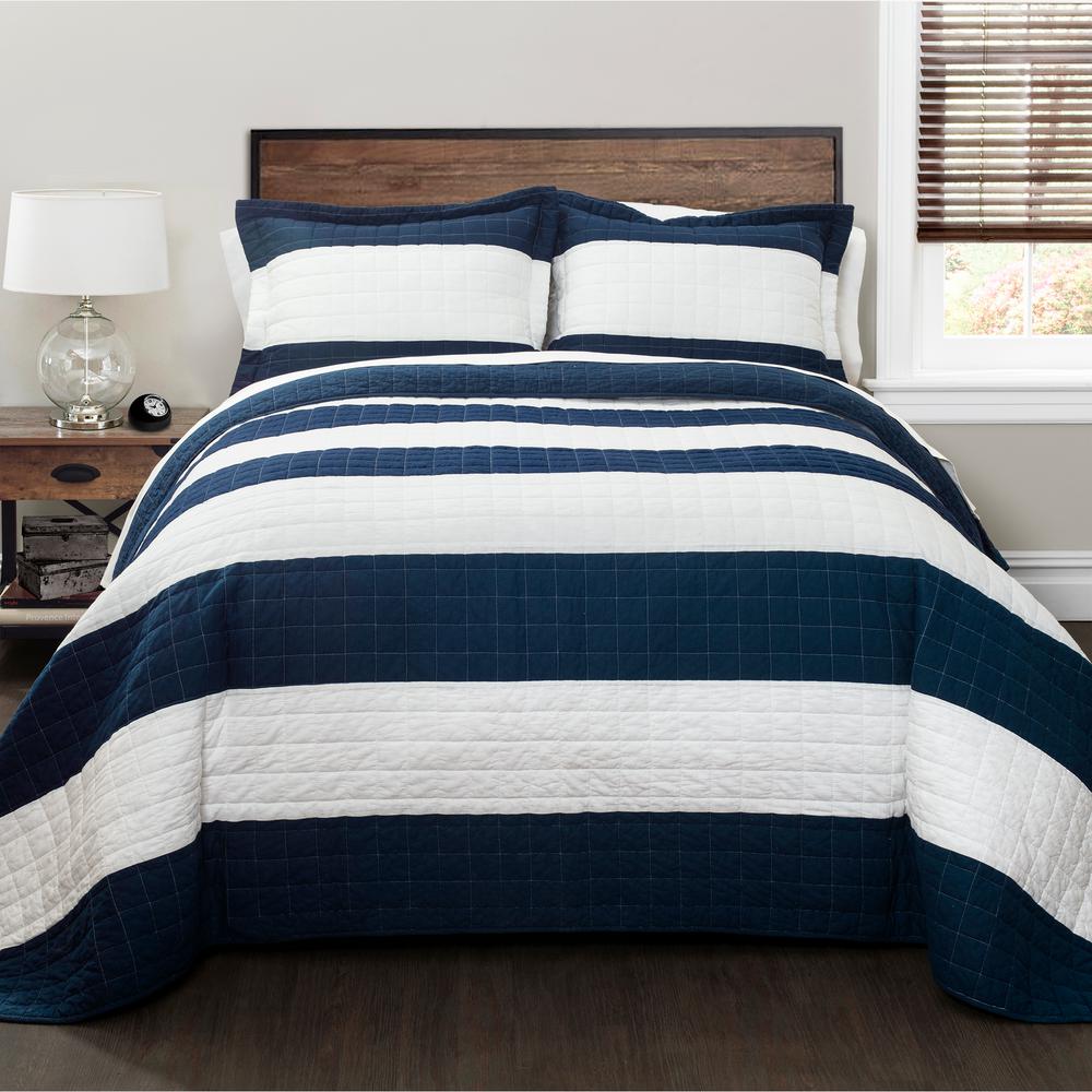 Lush Decor New Berlin Stripe Quilt Navy 