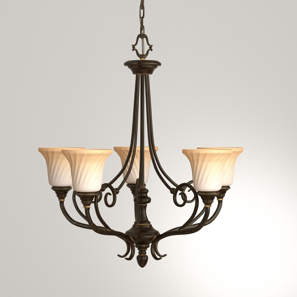 Progress Lighting Kensington Collection 18/'/' 4-Light Forged Bronze Foyer Pendant