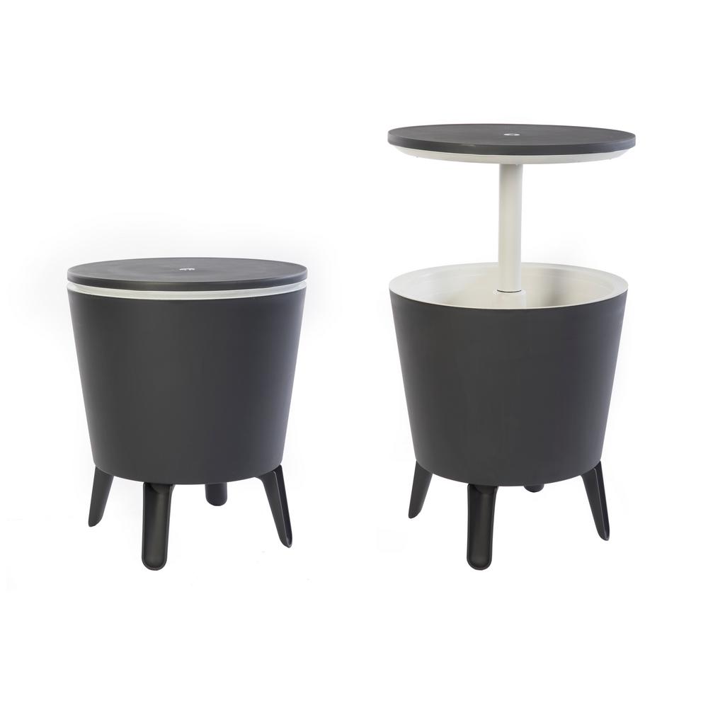 Round Storage Outdoor Side Tables Patio The Home Depot Cool Bar Gray Resin Outdoor Accent Table And Cooler In One
