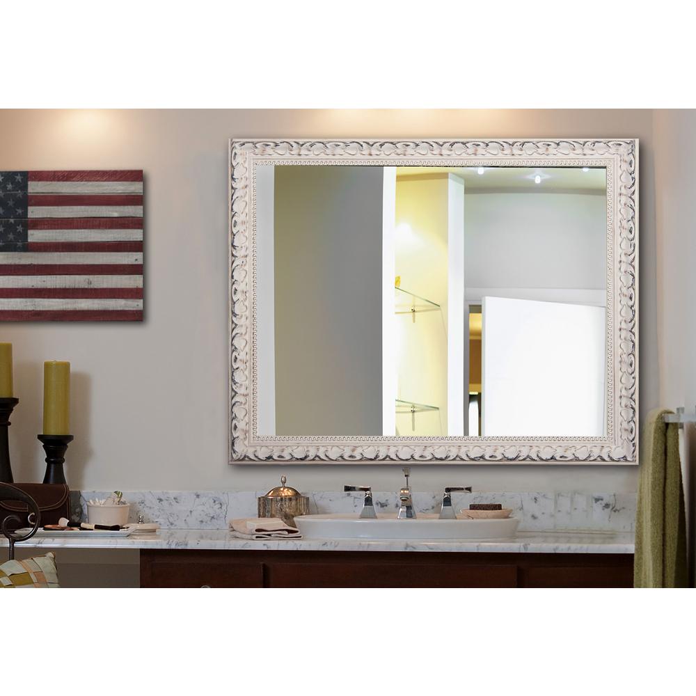 60 In X 40 French Victorian White Non Beveled Vanity Wall Mirror 60 In X 40 French Victorian White Non Beveled Vanity Wall Mirror