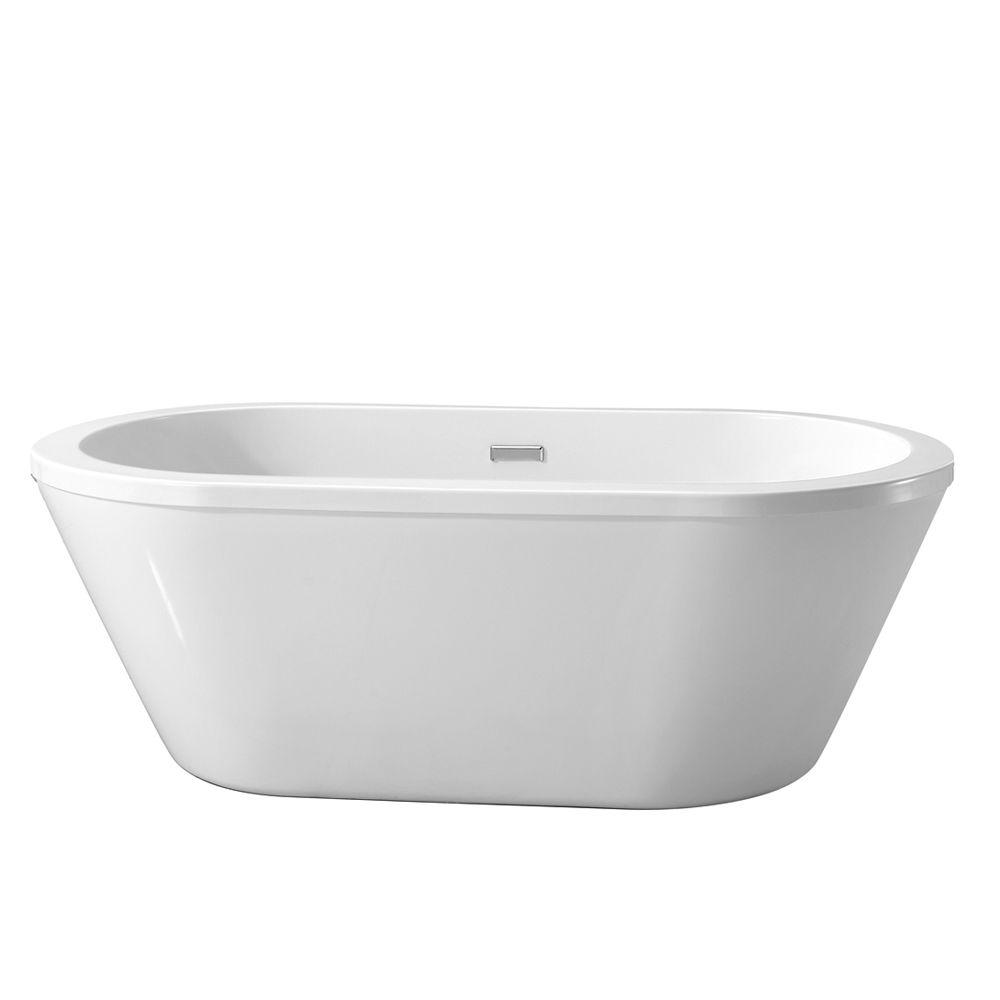 Colton 63 Inches Center Drain Freestanding Bathtub In Glossy White