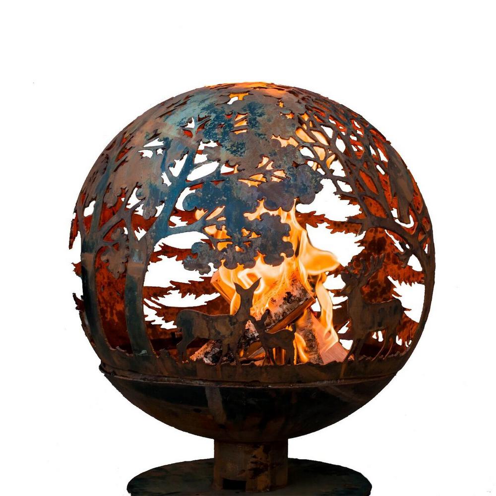 Esschert Design Wildlife 32 In X 36 In Round Steel Wood Burning